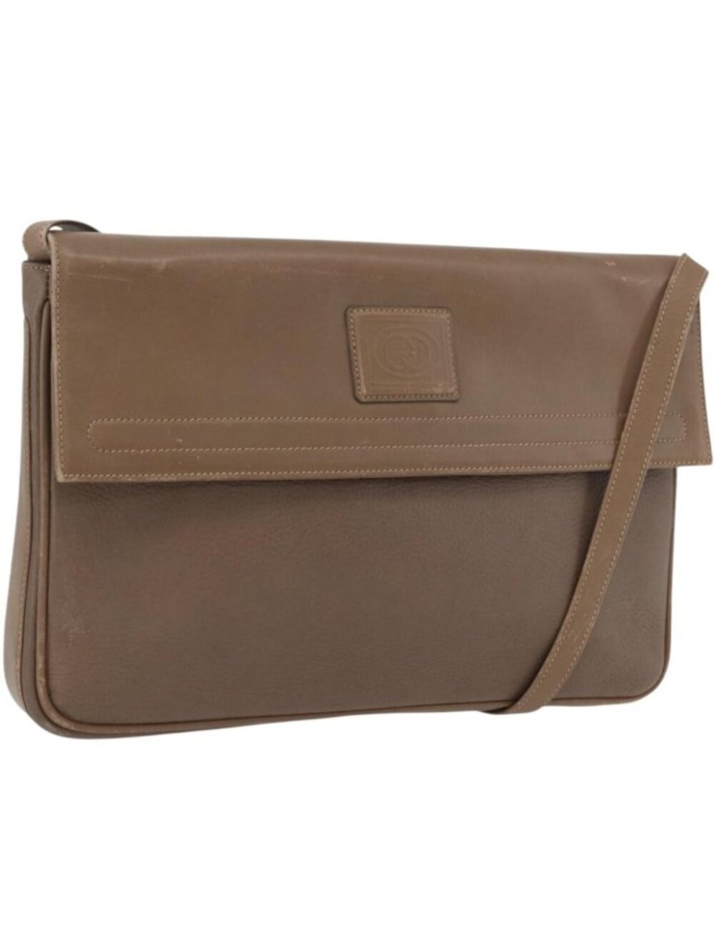 GUCCI Shoulder Bag Leather Beige Gold